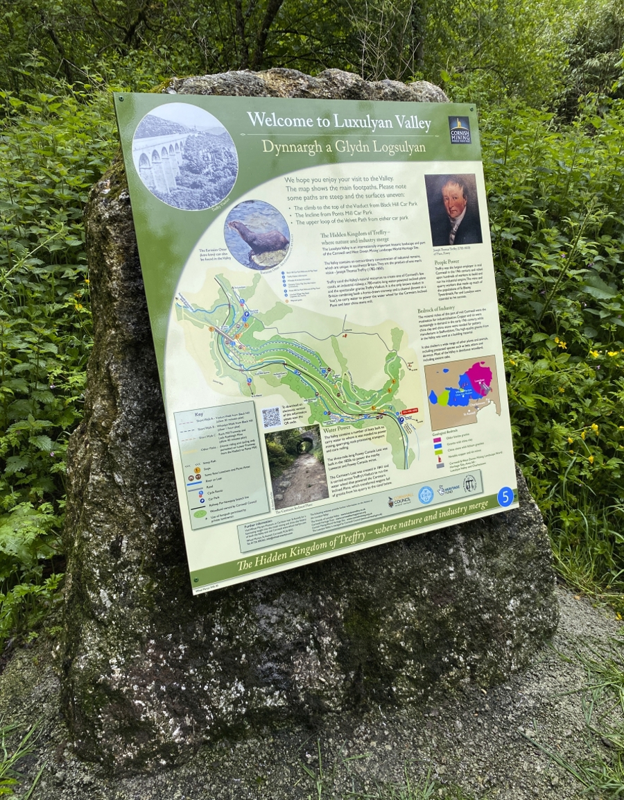 Information panel at the entrance to the Luxulyan Valley at Ponts Mill
